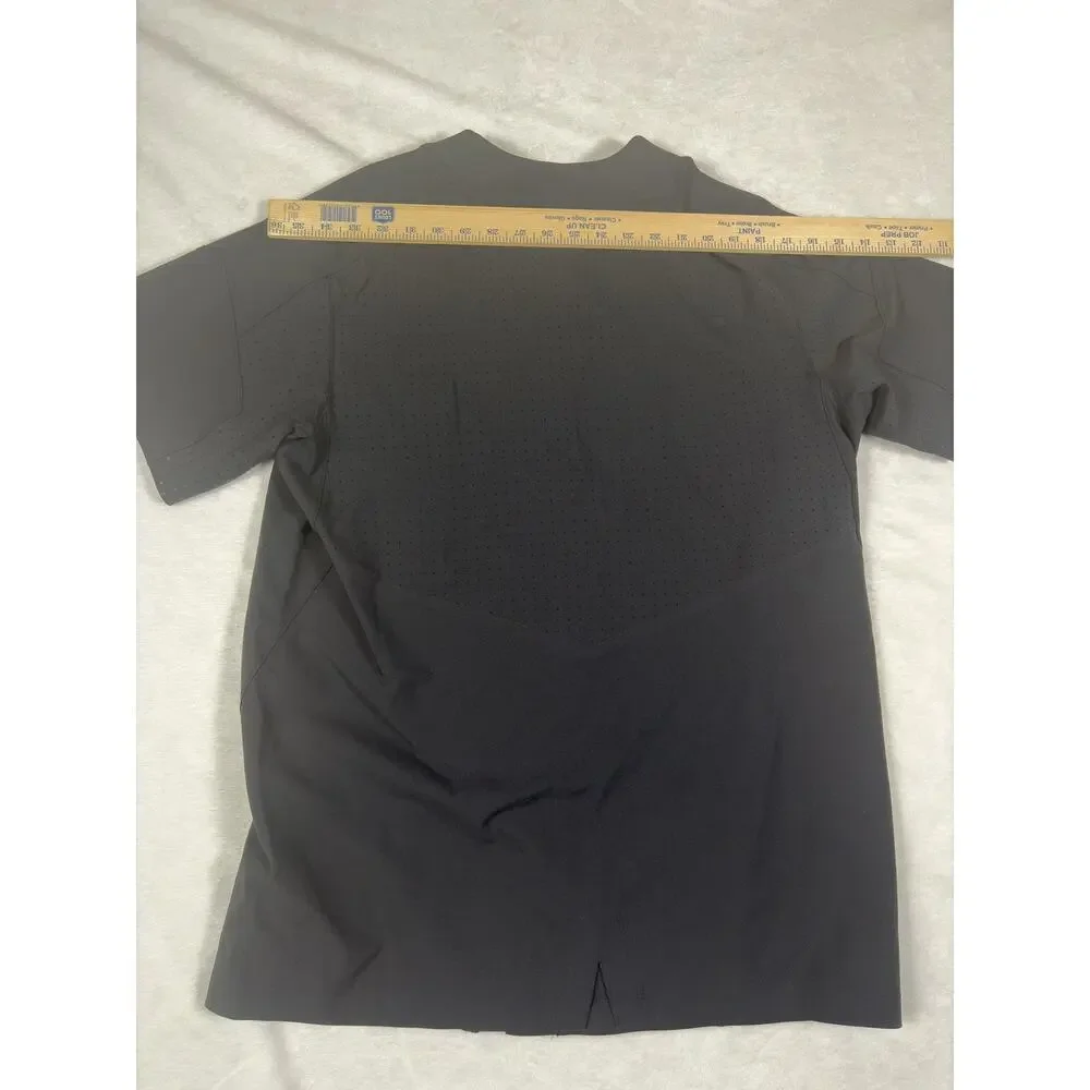 Nike Baseball Jersey Mens Large Black Dri Fit Button Front Short Sleeve